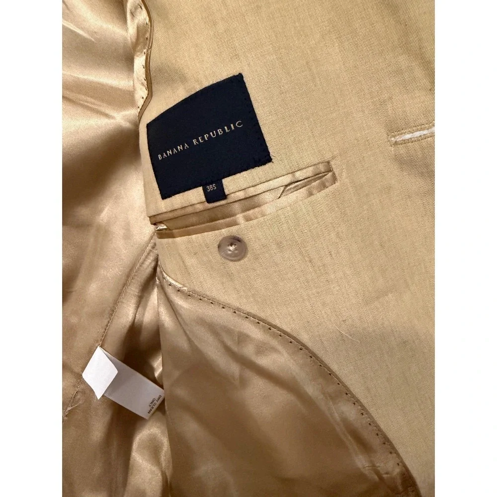 Banana Republic Blazer‎ Mens 38S Tan Linen Cotton Blend 3 Button Coat Jacket